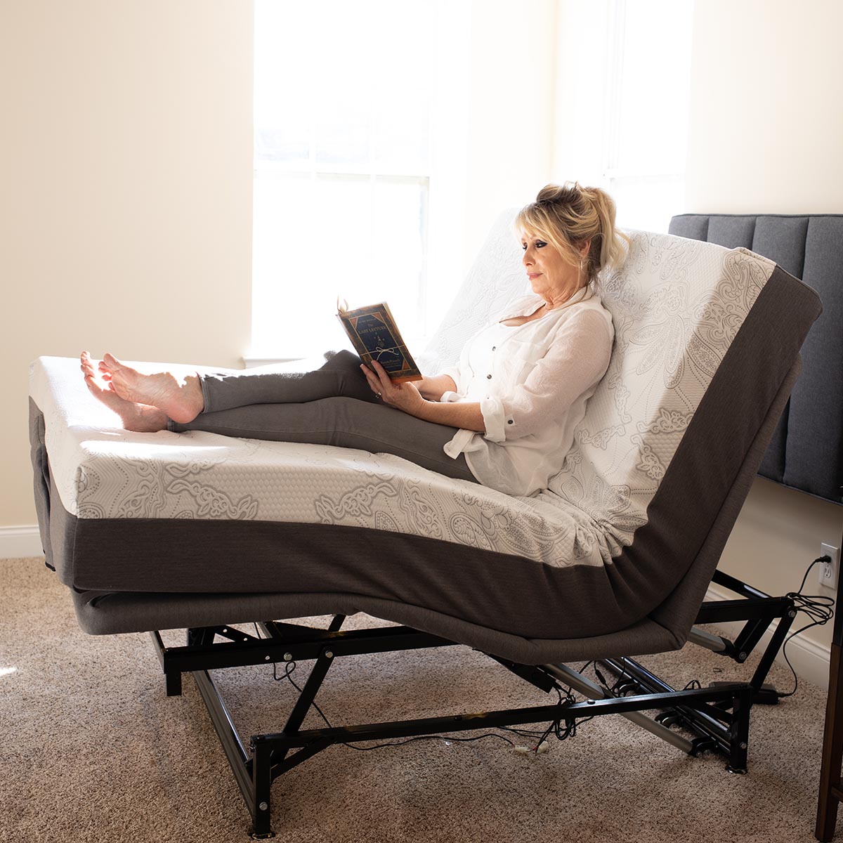 Flexabed hi-low bed raised to caregiver height