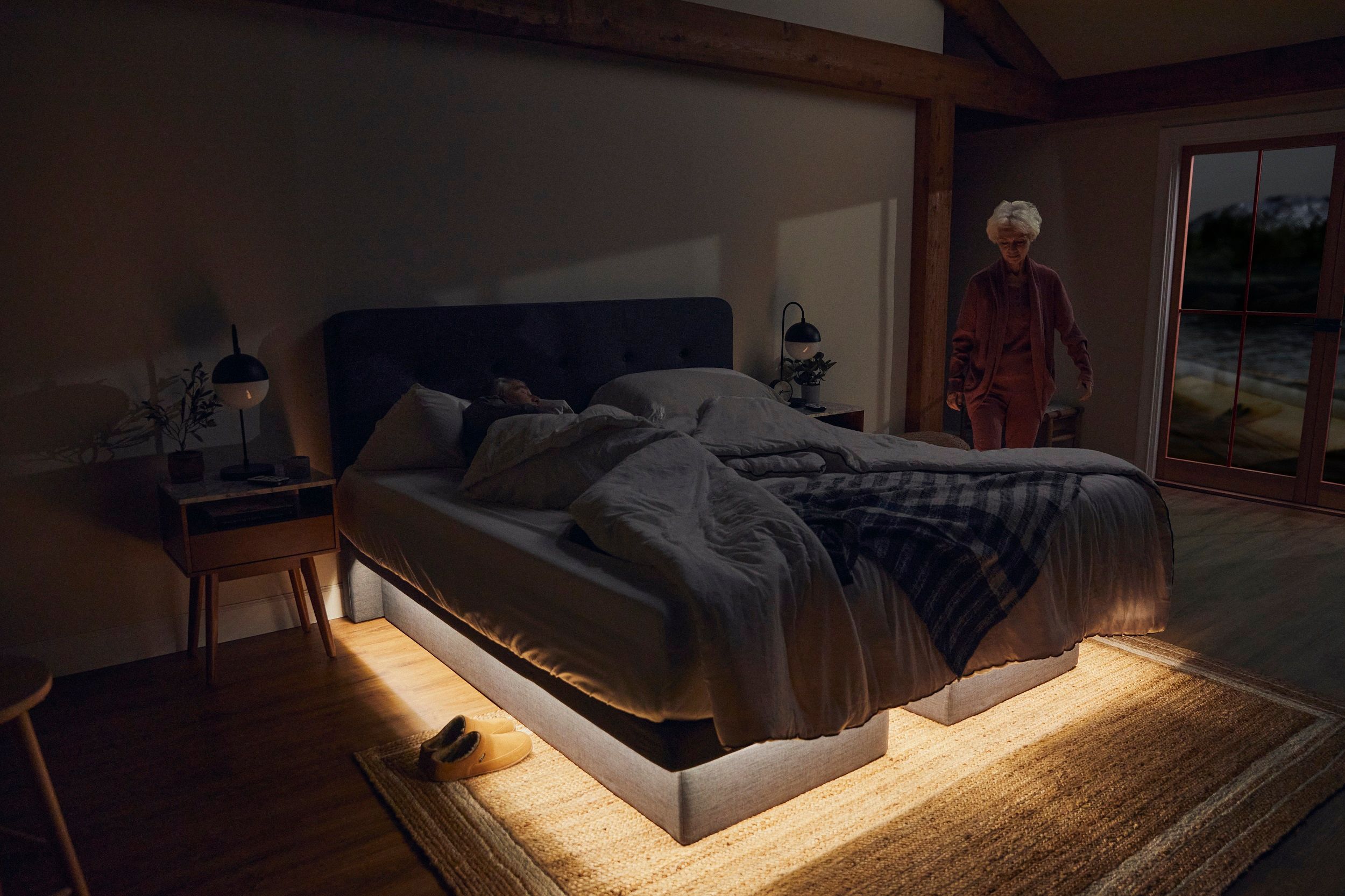 Dawn House smart hi-low bed with upholstered headboard