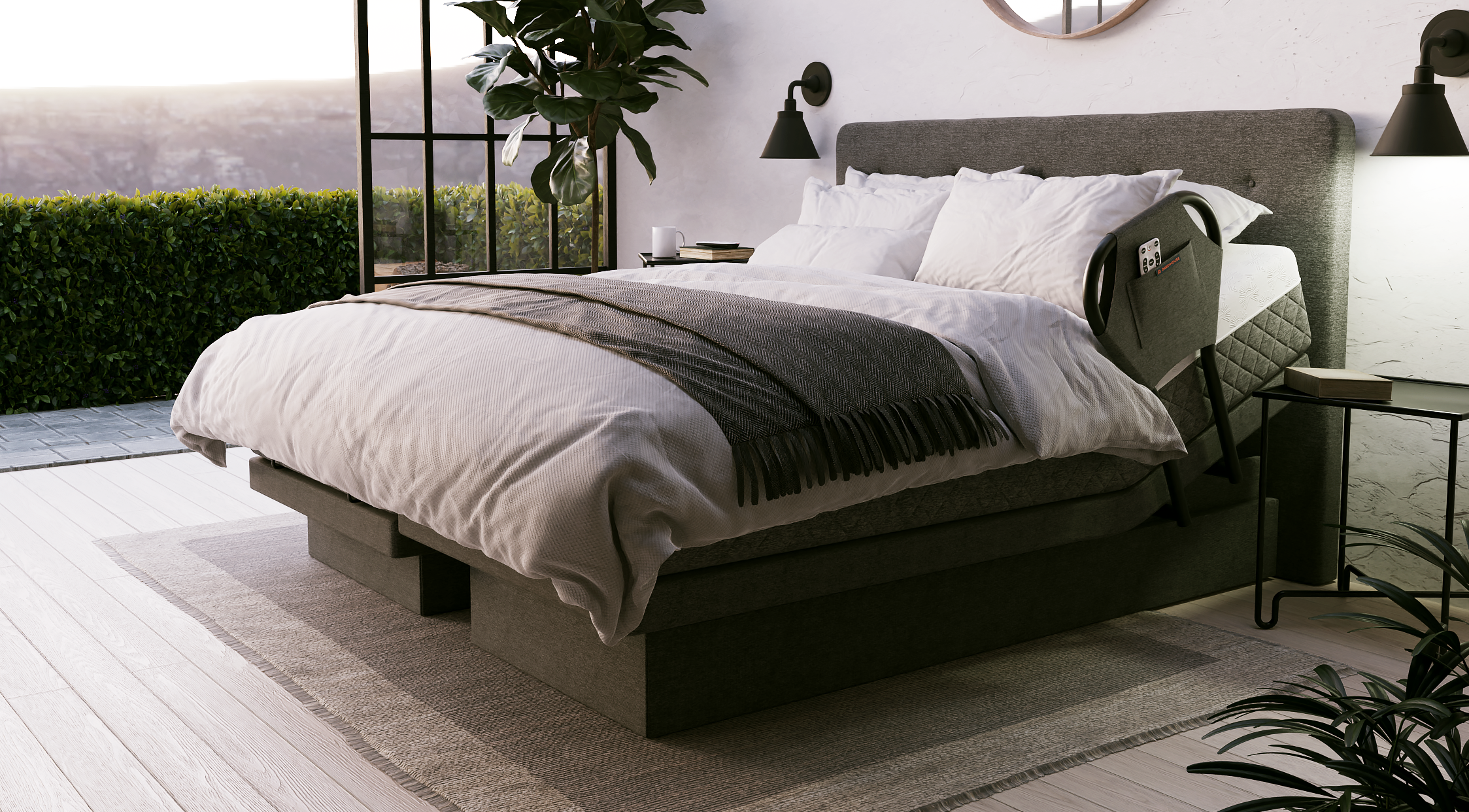 Dawn House bed raised to an easy sitting height